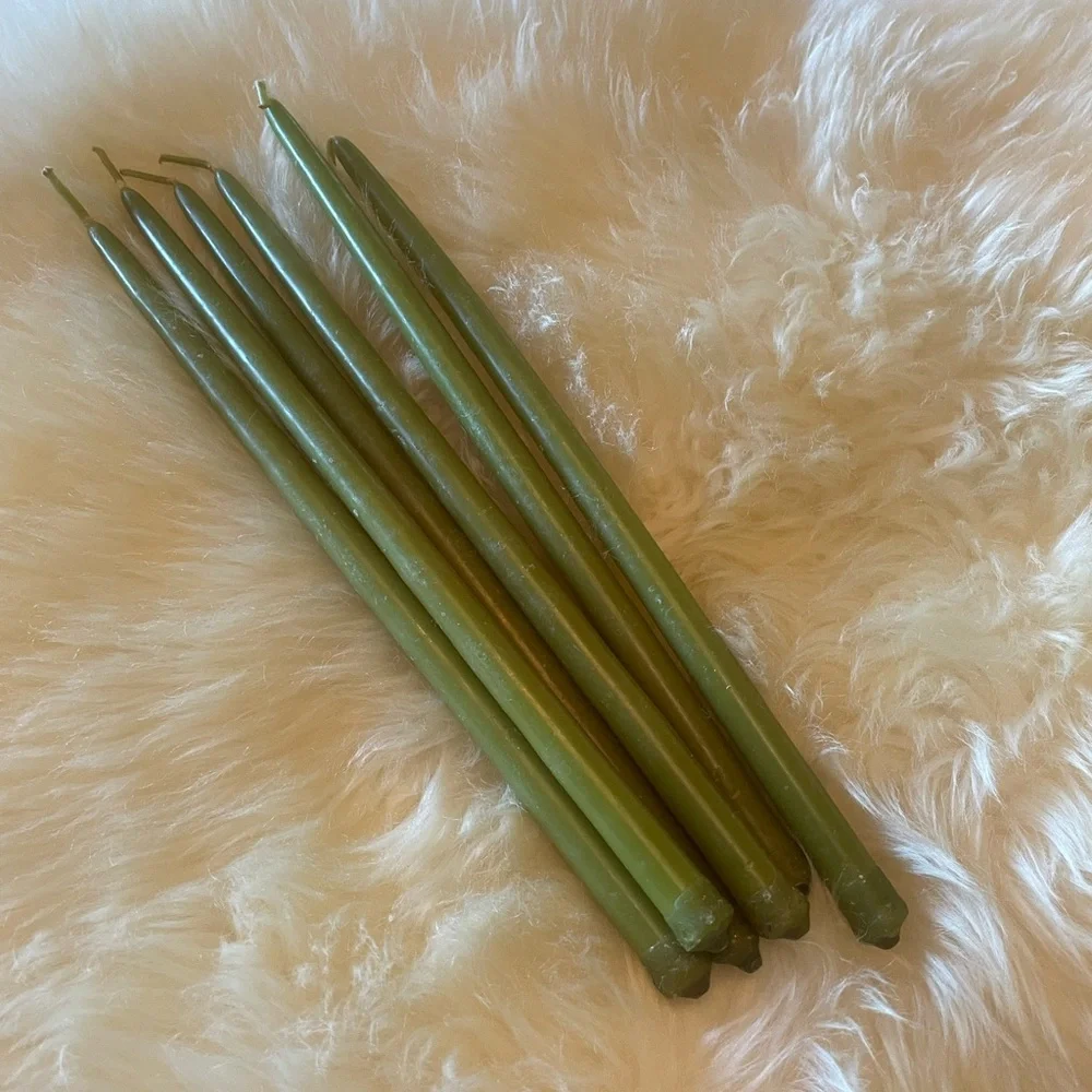 S12 | Vintage Hand Dipped Willow Taper Candles ~ Set of 7